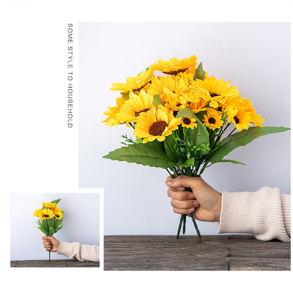 

13-head Artificial Sunflower Bouquet 9-branch Simulation Flower Bouquet Home Fake Floral Decor Home Decorations