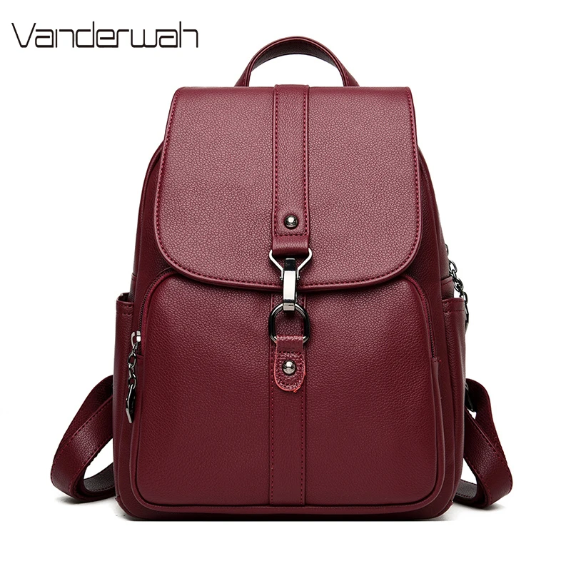 

Рюкзаки из высококачественной искусственной кожи, повседневные ранцы для школы, вместительные дорожные дамские рюкзаки для девочек-подрос...