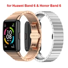 Ремешок из нержавеющей стали для Huwei Band 6, металлический браслет для часов HONOR Band 6 с застежкой-бабочкой