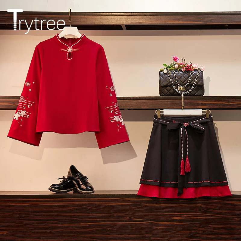 Осенний Женский комплект из двух предметов Trytree повседневный топ с V образным