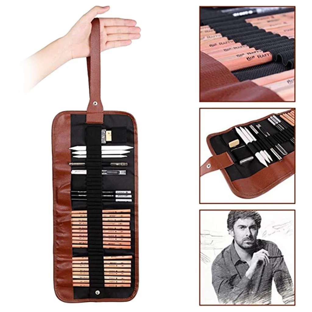 

Art Supplies Artist Sketching Kit Canvas Roll Up Pencil Case For Beginners Child for School Office Stationery School Supplies