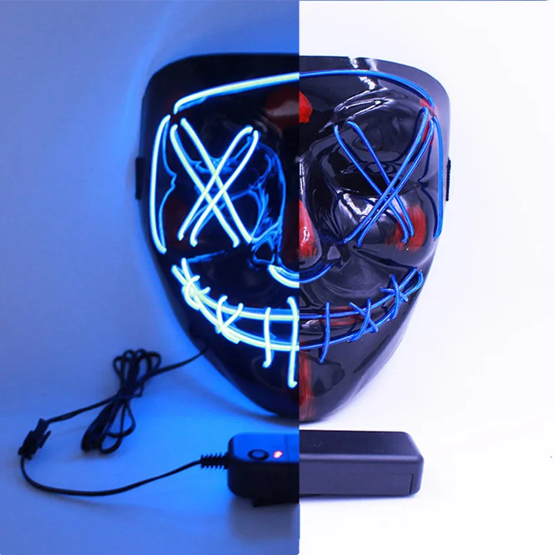 Blue light Хэллоуин светодиодные маски тушь для ресниц костюм DJ вечерние светлые цвета Забавный фестиваль Косплей холодный световой устойчивый инвертор Рождество - Цвет: Blue light