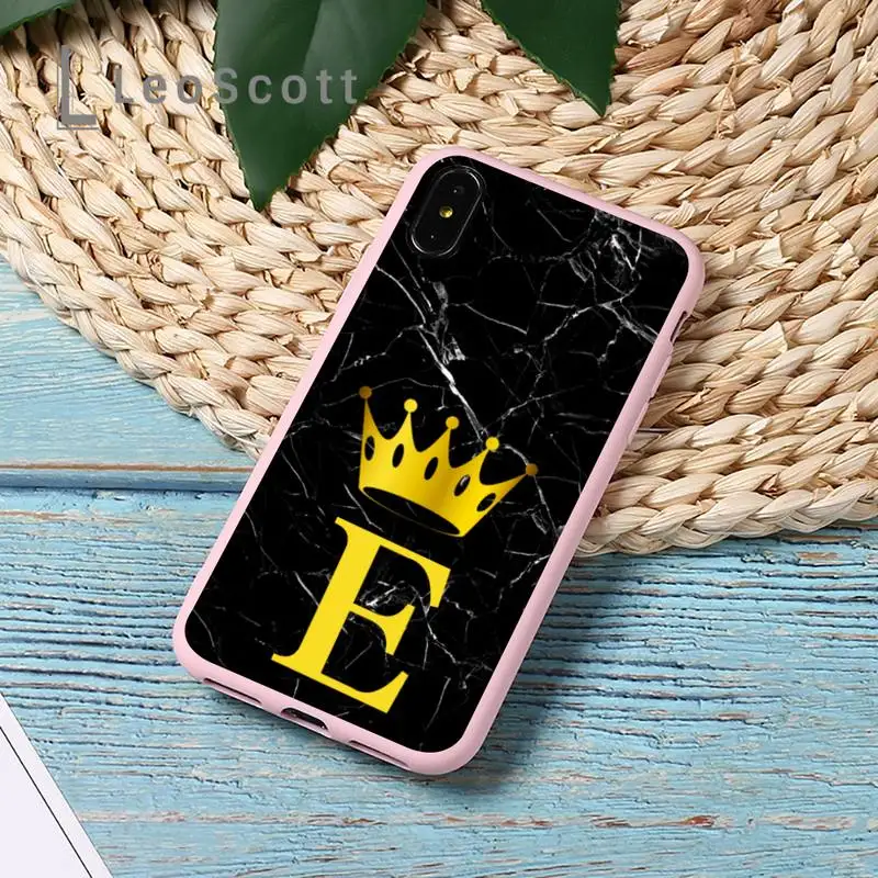 

Letter Monogram Gold Marble Phone Case Candy Color for iPhone 11 12 mini pro XS MAX 8 7 6 6S Plus X 5S SE 2020 XR