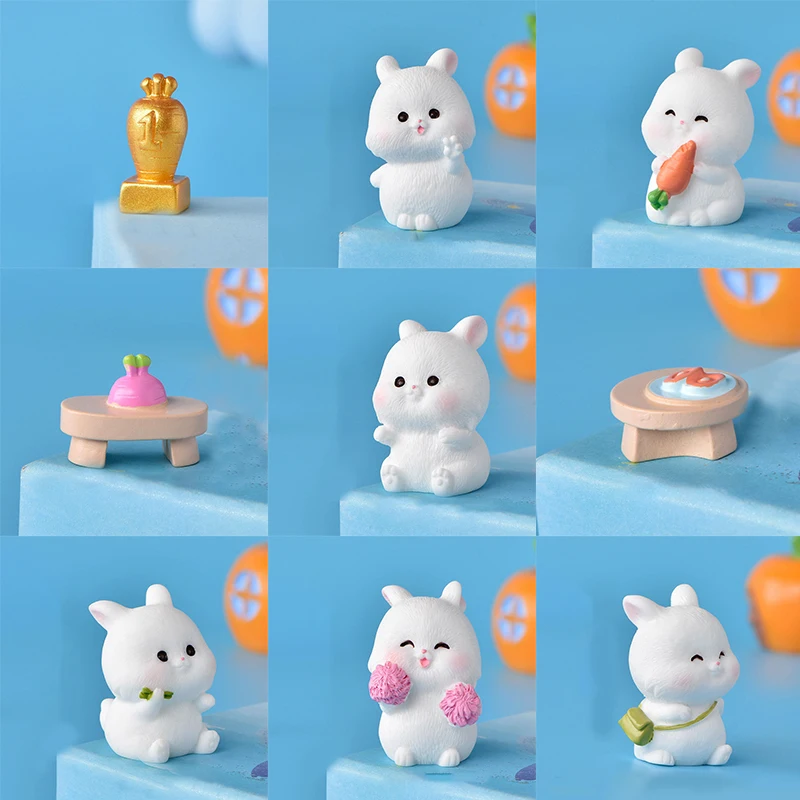 

Mini Cute Rabbit Animal Figurine Resin Craft DIY Micro Landscapes Fairy Garden Home Cake Decoration Desktop Office Ornaments