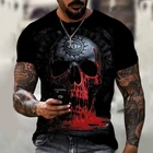Забавная Мужская футболка с 3D принтом в виде черепа ужасов, с коротким рукавом, дышащая, повседневная, большого размера, 6XL, 2021
