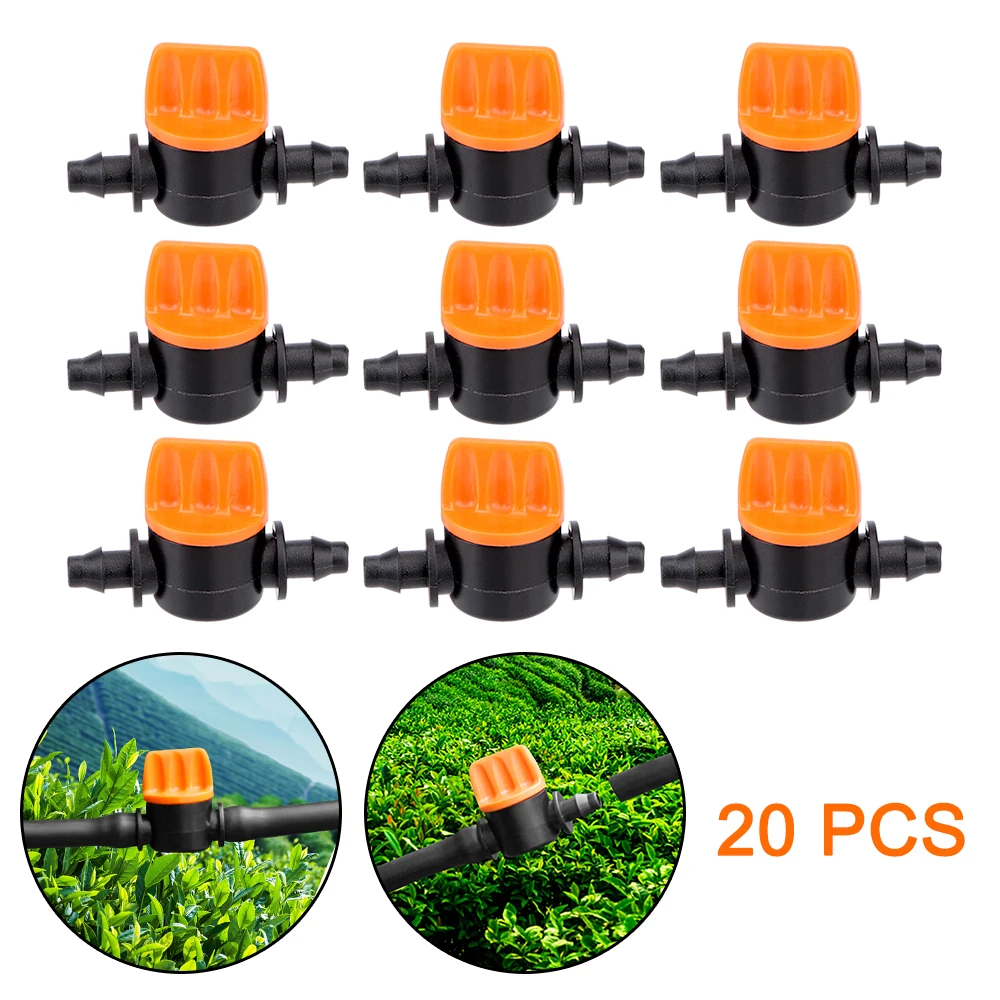

Watering System Fittings 4/7mm Hose Controller Barbed Adapter Garden Irrigation Switch 20pcs 1/4" Pipe Mini Valve