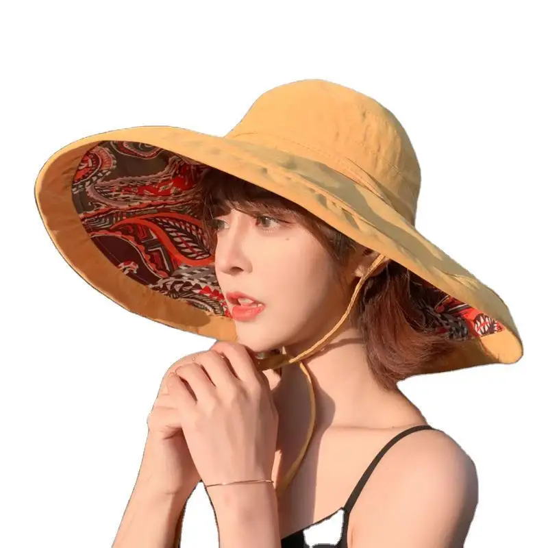 Fisherman Hat Reversible Beach Style Bohemian Foldable Bucket Hat Sun Caps Bob Basin Casual Outdoor Hat