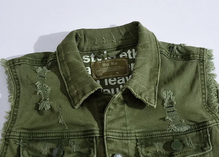 

Teen Denim Vest Men's Army Green Vest Male Shirt Vest Button Vest