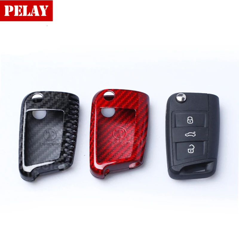 Чехол для автомобильного ключа из углеродного волокна VW Golf 7 MK7 Skoda Octavia A7 Seat Leon Ibiza