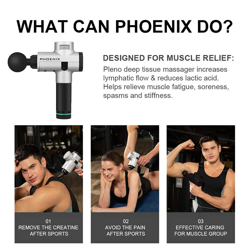 Phoenix A2 электронный массажный пистолет терапевтический массажер для тела Профессиональный Массажный пистолет для мышц высокочастотное массажное устройство