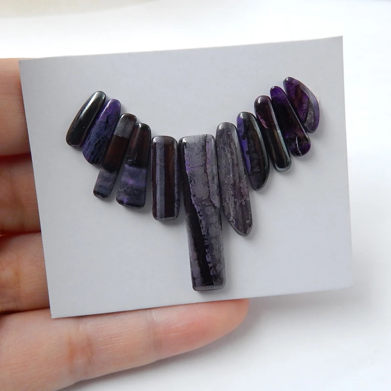 11 шт. натуральный камень Sugilite драгоценный камень Мода Кабошон Установка 32x7x4 мм 12x3x3 мм 7 г