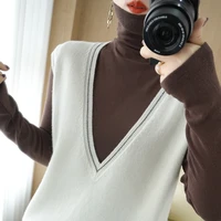 new special offer wool vest female big v neck loose korean style sleeveless autumn and winter all match knitted top waistcoat