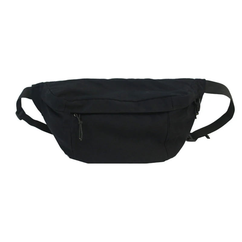 

D0LF Large Capacity Canvas Fanny Pack Solid Color Zipper Waist Bag Crossbody Handbag
