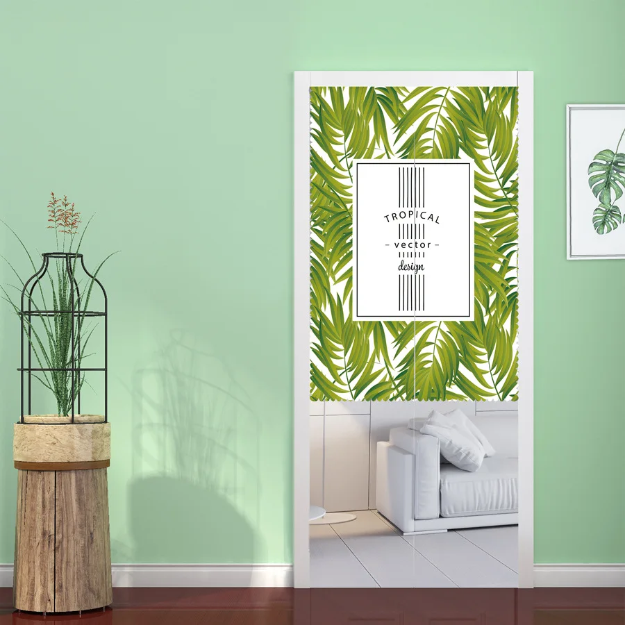 Зеленые Плотные тепловые короткие занавески для кухни с растительным узором и