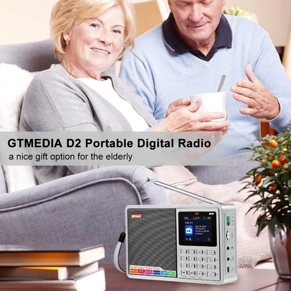 Портативный DAB радиоприемник GTMEDIA D2 цифровой FM Bluetooth колонка разъем AUX для TF карты