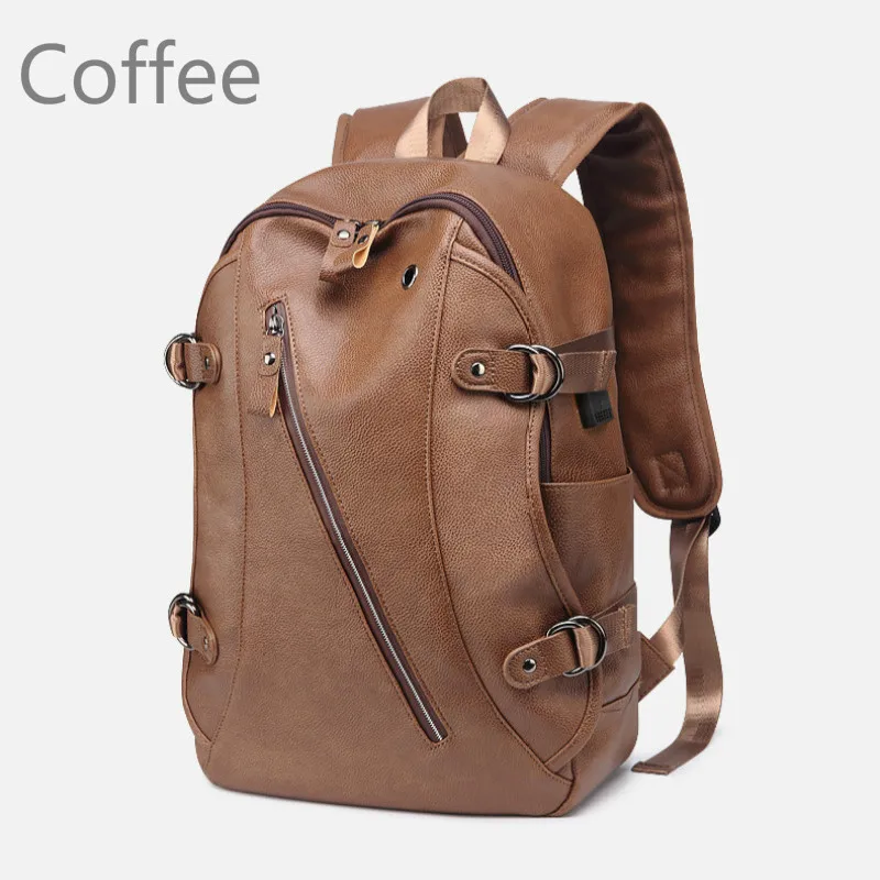 

PU Backpack Male Backpack Large Capacity Hip Hop Popular Logo Travel Bag Fashion Trends Ins School Bags for High School Students