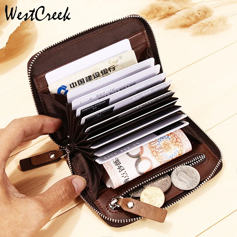 Винтажный кошелек WESTCREEK для карт кожаный женский бумажник кредитных с экраном и