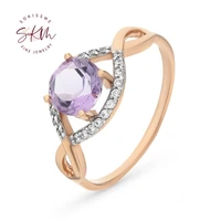 skm designer amethyst rings for women 14k 18k rose gold engagement rings designer anniversary luxury fine jewelry