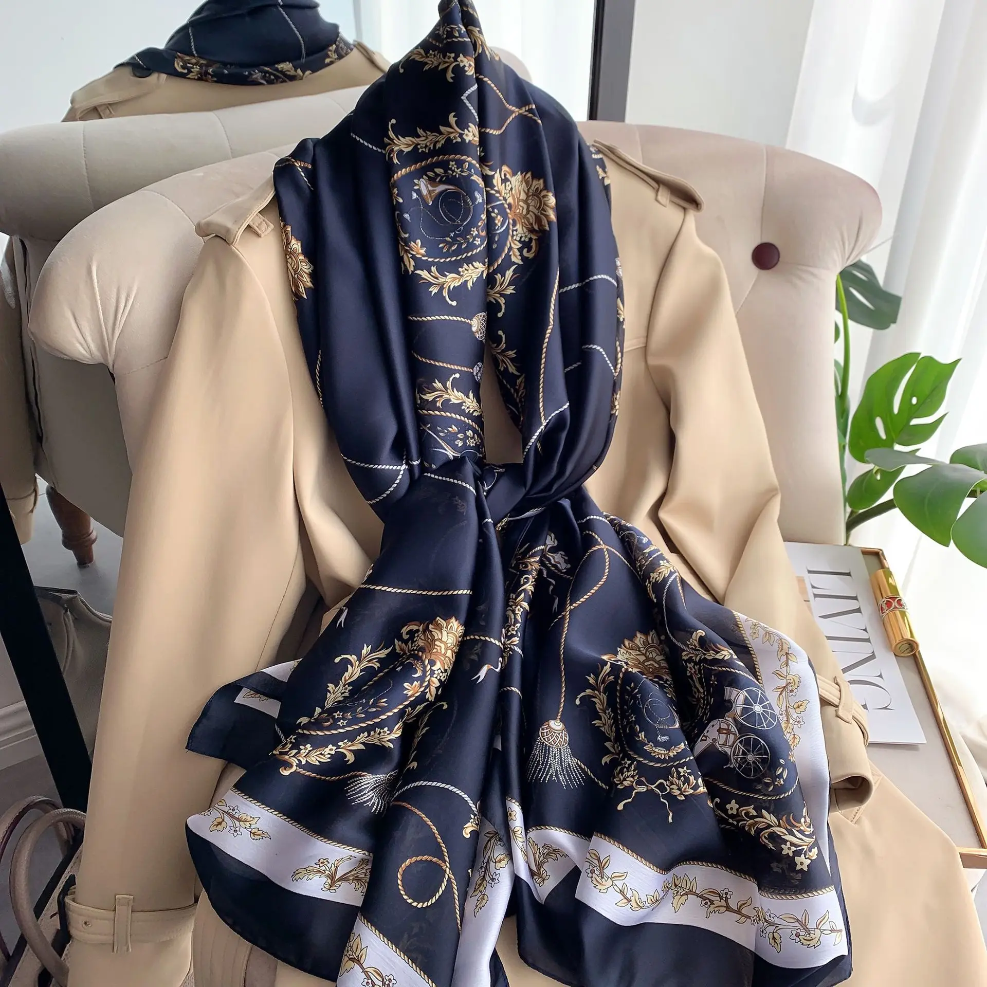 

180x90 см шелковый шарф для женщин, длинная бандана, платок, хиджаб, тихий, пляжный саронг, модный, 2021 шарф шаль оптовая продажа