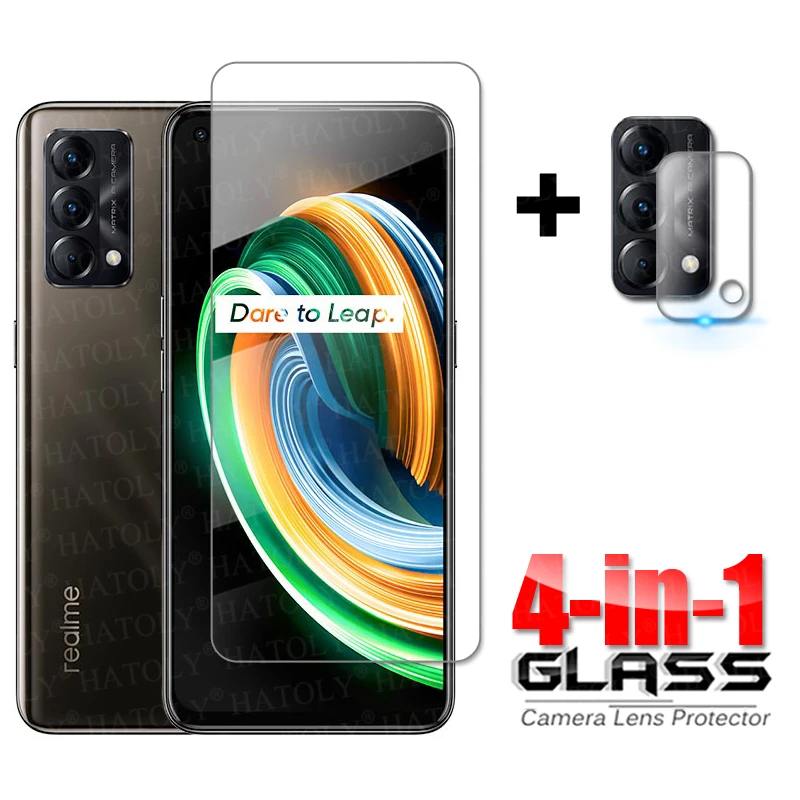 

4-in-1 Glass on Realme Q3 Pro Carnival Tempered Glass For Oppo Realme Q3 Pro Carnival Edition HD Screen Protector Camera Glass