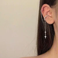 fairy non hole tassel earrings for women double chain non pierced ear clips with rhinestones earrings 2021 trends