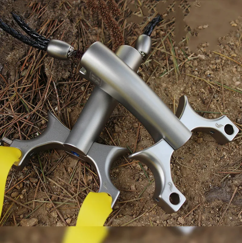 

New TC21 Titanium Alloy High-end Hunting Slingshot With Flat Rubber Bands High precision Outdoor Sports Portable Slingshot Bow