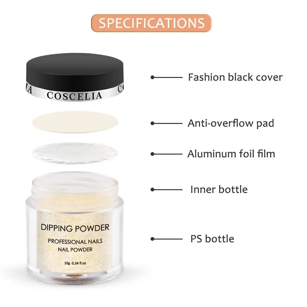 Порошок для ногтей COSCELIA акриловая пудра с градиентом блеск маникюра лак