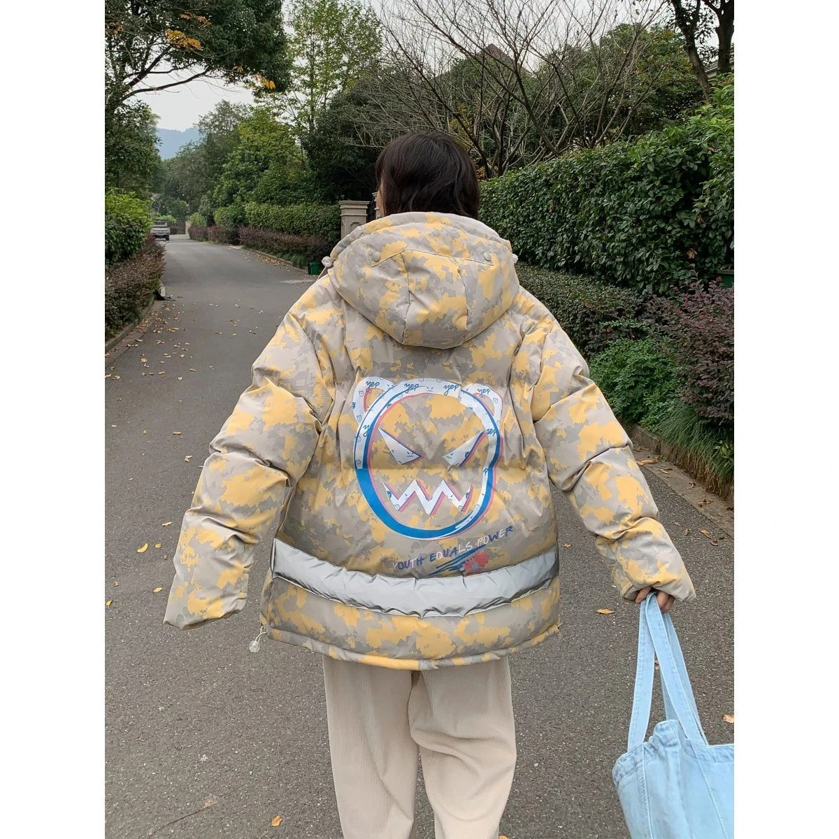 

Женская хлопковая куртка Little Devil, камуфляжная свободная утепленная куртка в Корейском стиле, новинка зимы 2021