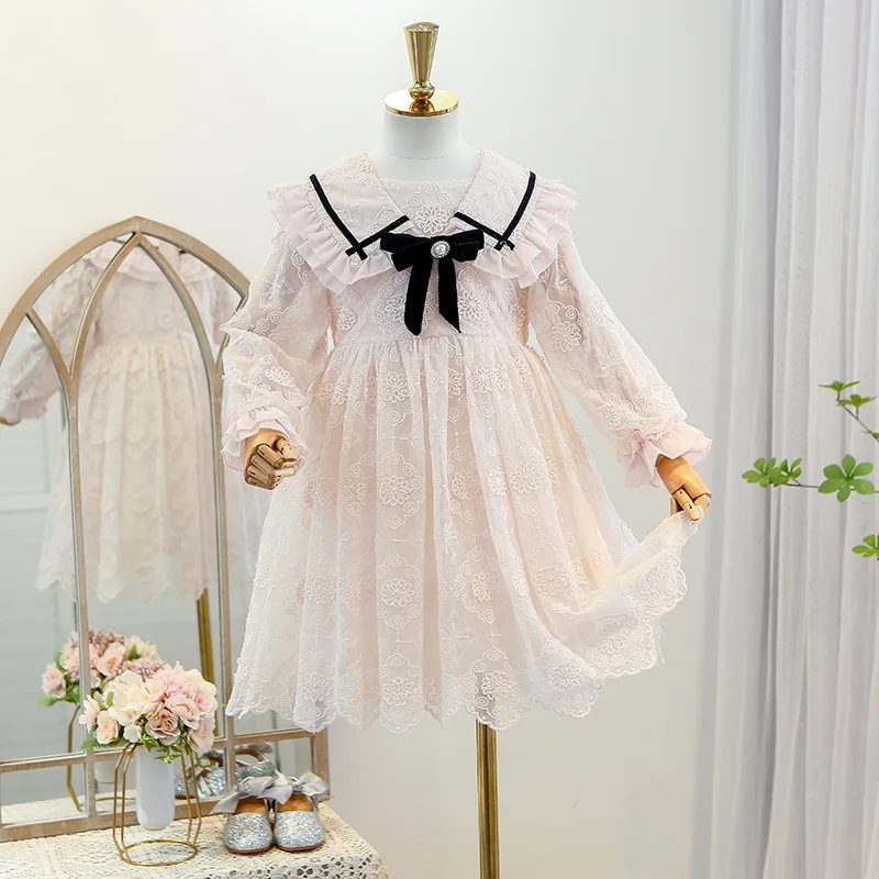 

Children's clothing 2021 spring new products children's dress fashion girls long-sleeved bow princess dresses