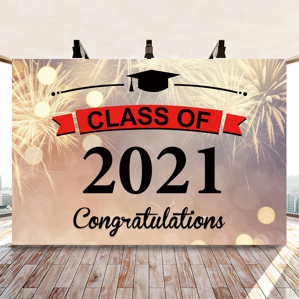 

Виниловый фон с изображением золотых фейерверков класса 2021 для детской и семейвечерние фотосъемки