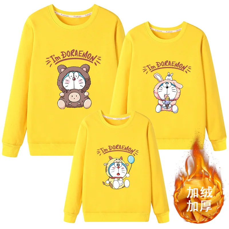 

Новые Аниме периферийные устройства Doraemon одежда для родителей и детей осень и зима плюс бархатный утепленный свитер одежда подарки на день ...