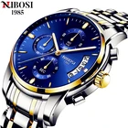 Часы наручные NIBOSI Мужские кварцевые с автоматической датой, брендовые Роскошные водонепроницаемые спортивные с хронографом
