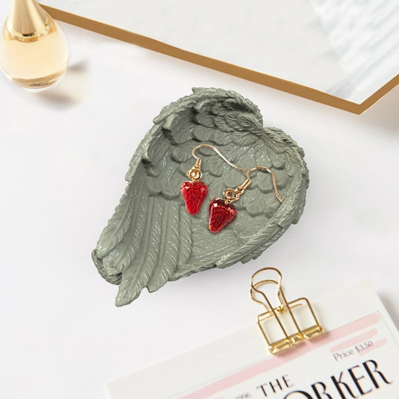 

LXAE Silicone Tray Mold Resin Silicone Molds Diy Crystal Glue Wing Feather Storage Tray Mold for Making Fruit Storage Plate