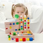 Монтессори сенсорный Интеллект коробка Обучающие игрушки Красочная форма деревянная палка бисером строительные блоки детский сад Обучающие пособия