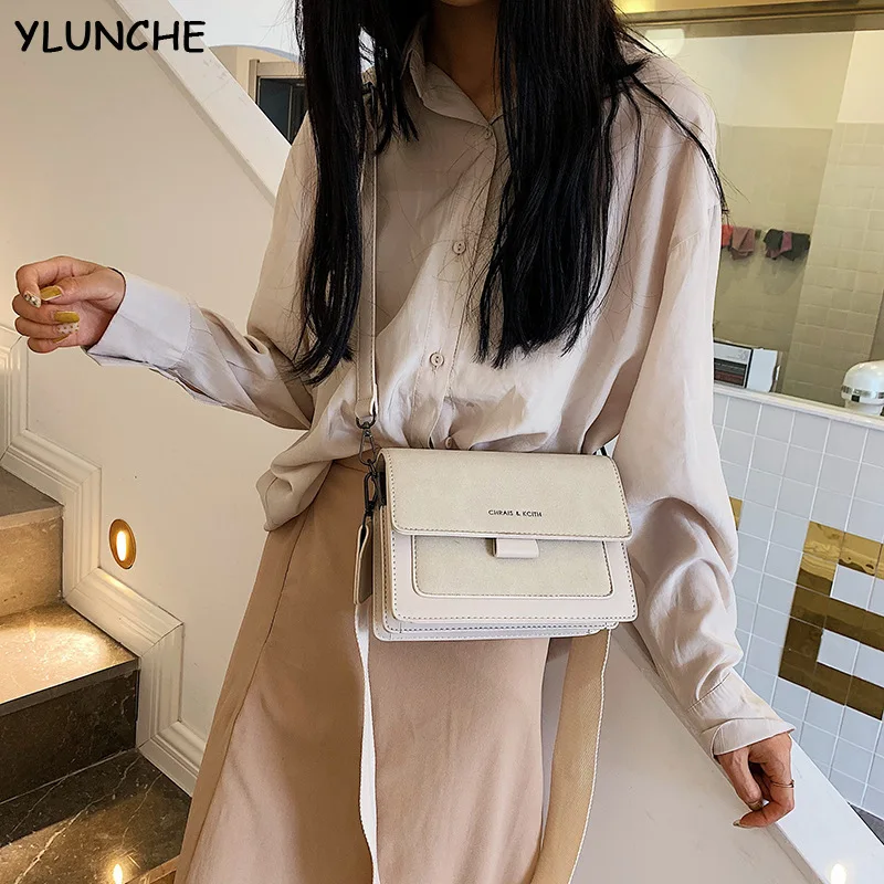 

Новая Корейская версия маленькой квадратной сумки, модная сумка-мессенджер через плечо с широким плечевым ремнем, Маленькая женская сумка ...