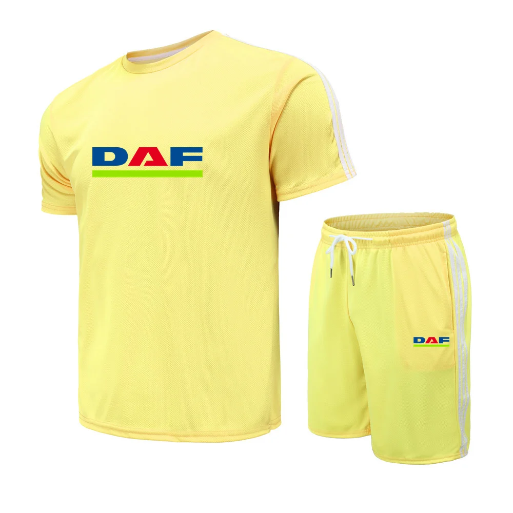 

Мужской летний костюм с принтом DAF с круглым вырезом и короткими рукавами + спортивные шорты, Повседневный дышащий Удобный мужской костюм M25