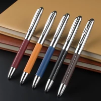 high quality leather metal rollerball pen luxury ball point pens for writing office school suppliers cute stationary