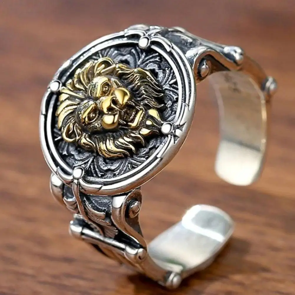 

Lion King Ring 925 Sterling Silver Vintage Punk Rock Adjustable Rings 2021 New Men Women Fine Retro Animal Finger Jewelry Gift