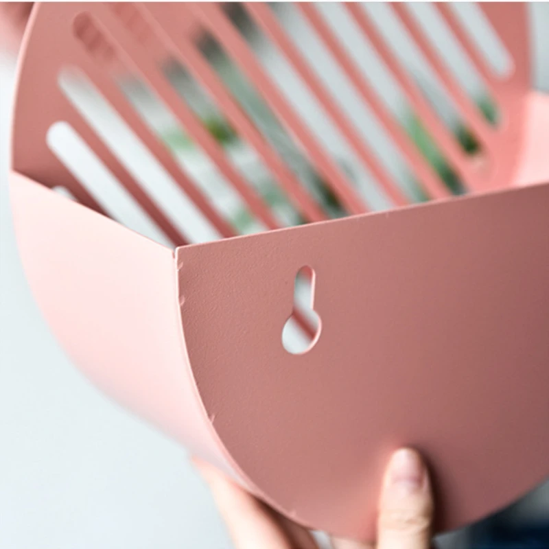 Скандинавские настенные однотонные железные круглые стеллажи для хранения