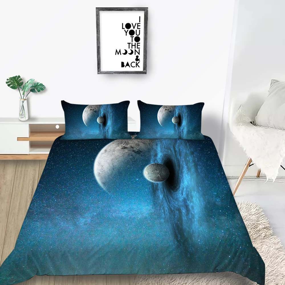 Комплект постельного белья с рисунком облаков и звездного неба мягкий