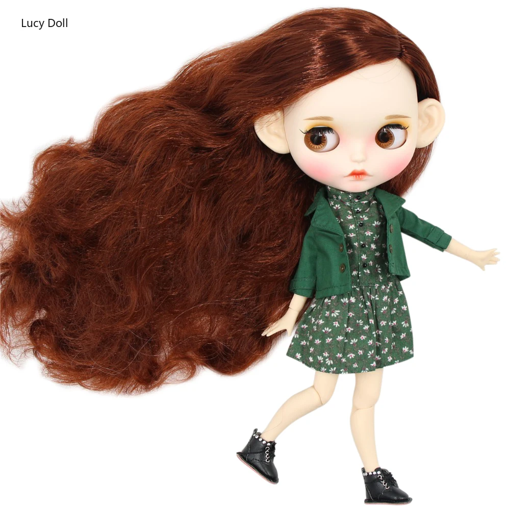 

ICY Factory Blythee Doll 1/6 Bjd White Skin Joint Body Red Brown Hair New Matte Face Carved Lips With Eyebrow Customized Face