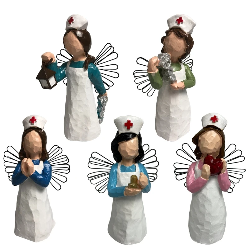 

T5EF Outdoor Nurse Statue Hospital Sculpture Housewarming Gifts Resin Decorative