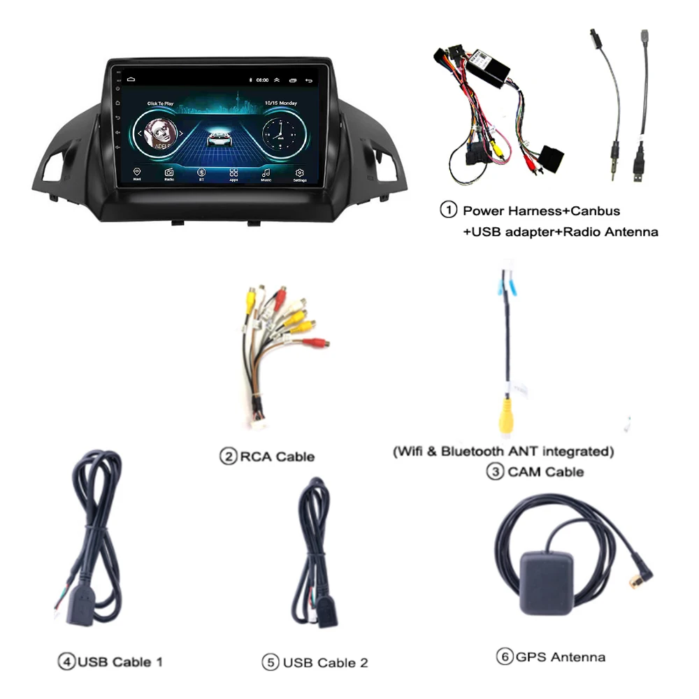 Автомагнитола для Ford Kuga Escape DVD плеер 2012- Android 8,1 " Мультимедийная система аудио стерео gps Navi SWC tv WiFi no 2 din