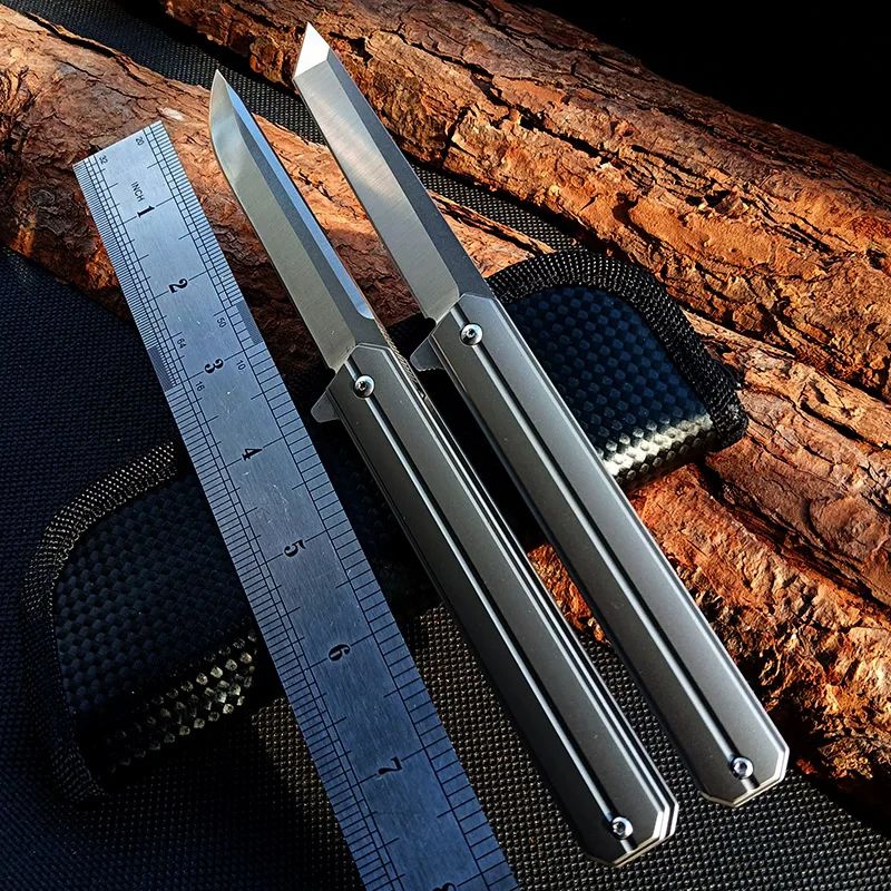 

Sharp Folding Knife D2 Blade Titanium handle Flipper Camping Outdoor Pocket Knife Survival Hunting Knives EDC Tool Commander C07