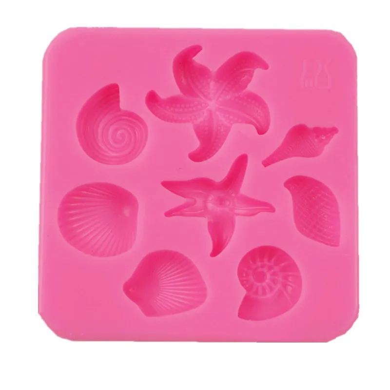 Marine life starfish sea shell conch mousse fondant cake mold liquid silicone frosting | Дом и сад