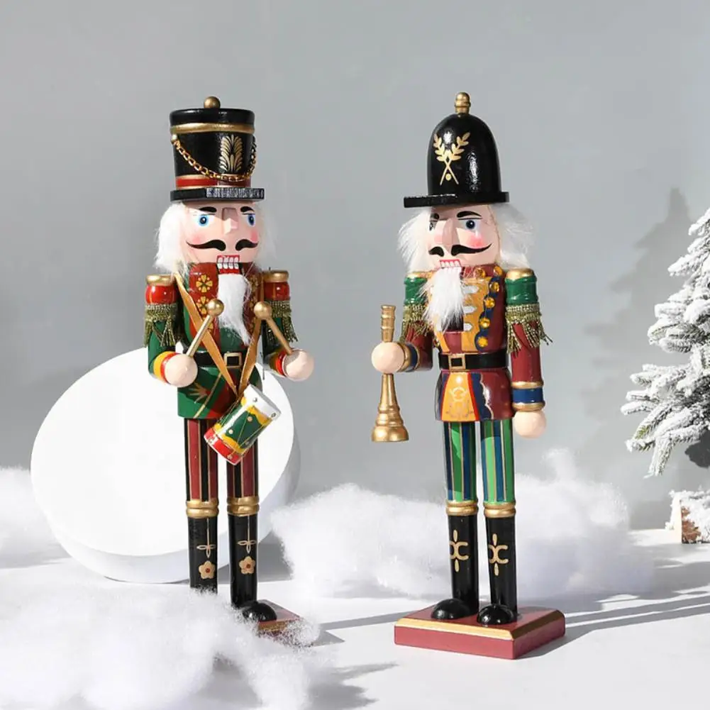 

Christmas Wooden Nutcracker Soldier Puppet 12 Inch Nutcracker Retro Christmas Ornaments Home Crafts Decorations Gifts For Kids