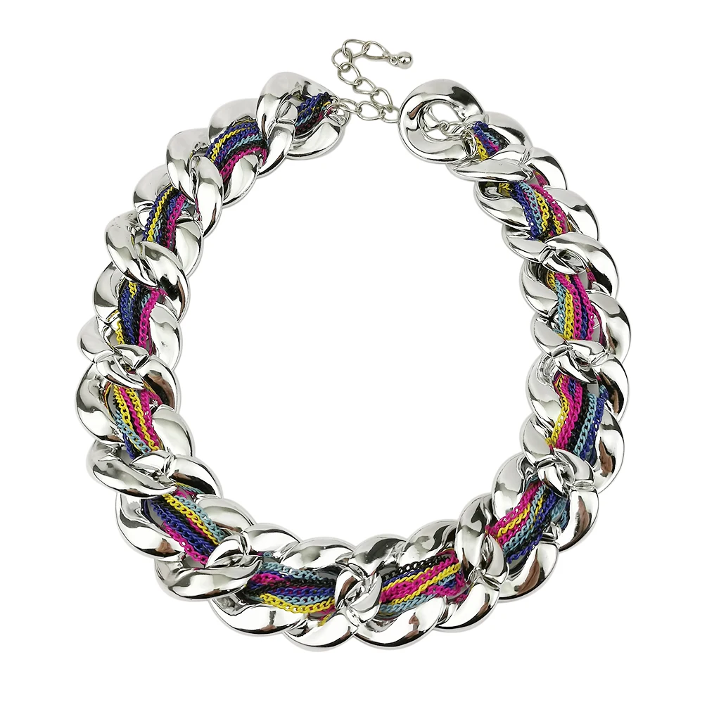 

European and American exaggerated color chain necklace geometric acrylic Necklace personality punk oil color Necklace