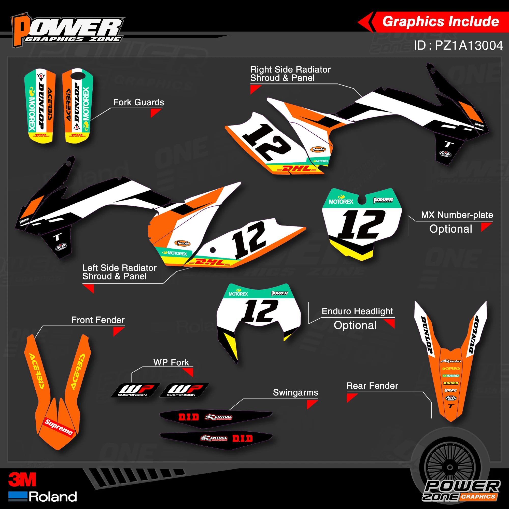 PowerZone пользовательские команды графики фоны наклейки 3m Набор для KTM SXF MX 13-15 EXC XCW