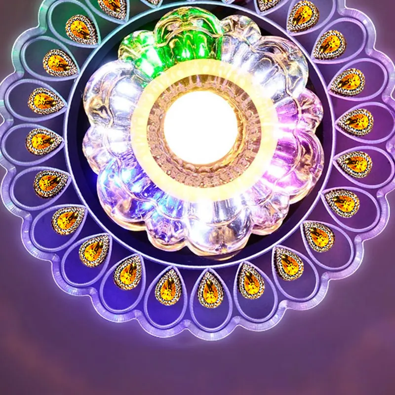 Современные хрустальные светодиодный светильник ing Гостиная Павлин Потолочная