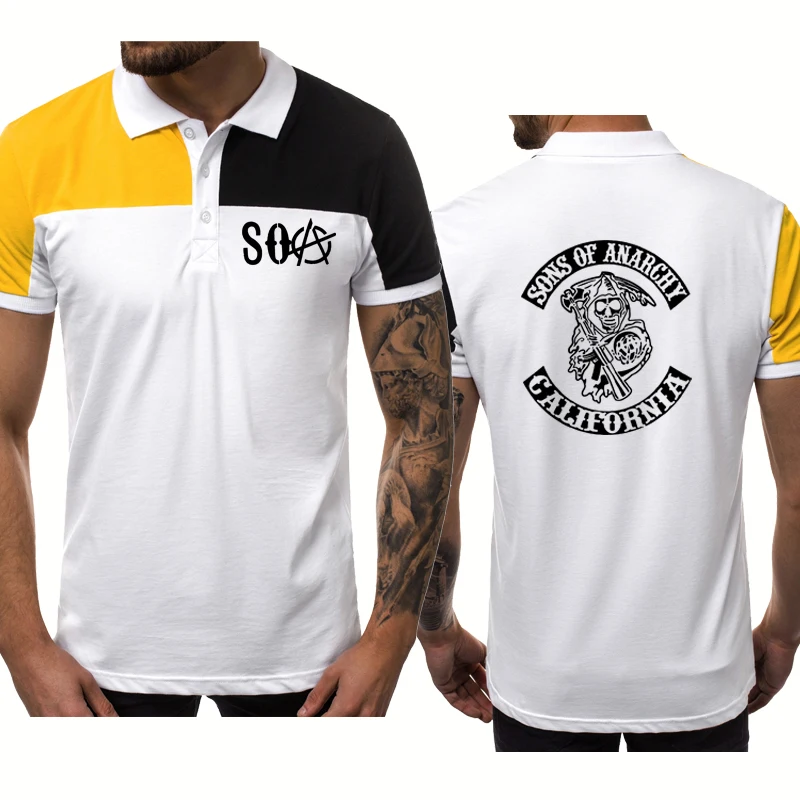

Fashion Men's POLO shirt SOA Sons of Anarchy Skull Printing POLO shirt Summer Casual High Quality Cotton Men's short sleeve